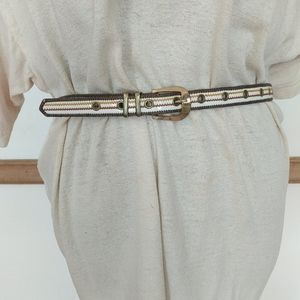 Vintage Skinny Plastic and Stitched Belt